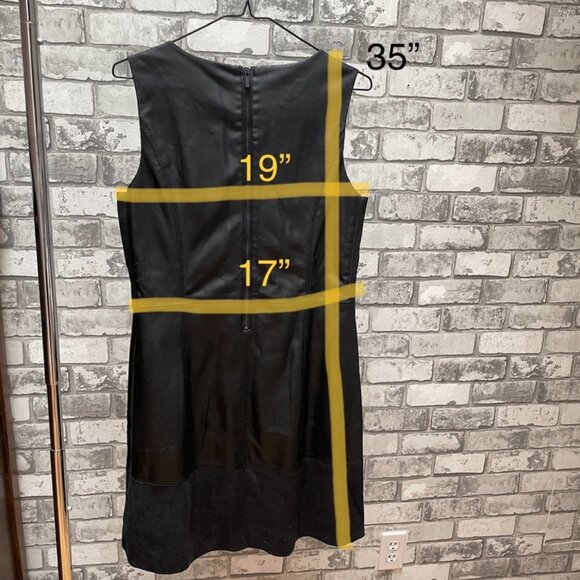 Faux Leather And Suede Trim Little Black Dress - Picture 6 of 6